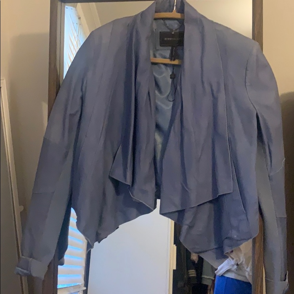 Bcbg blue leather jacket